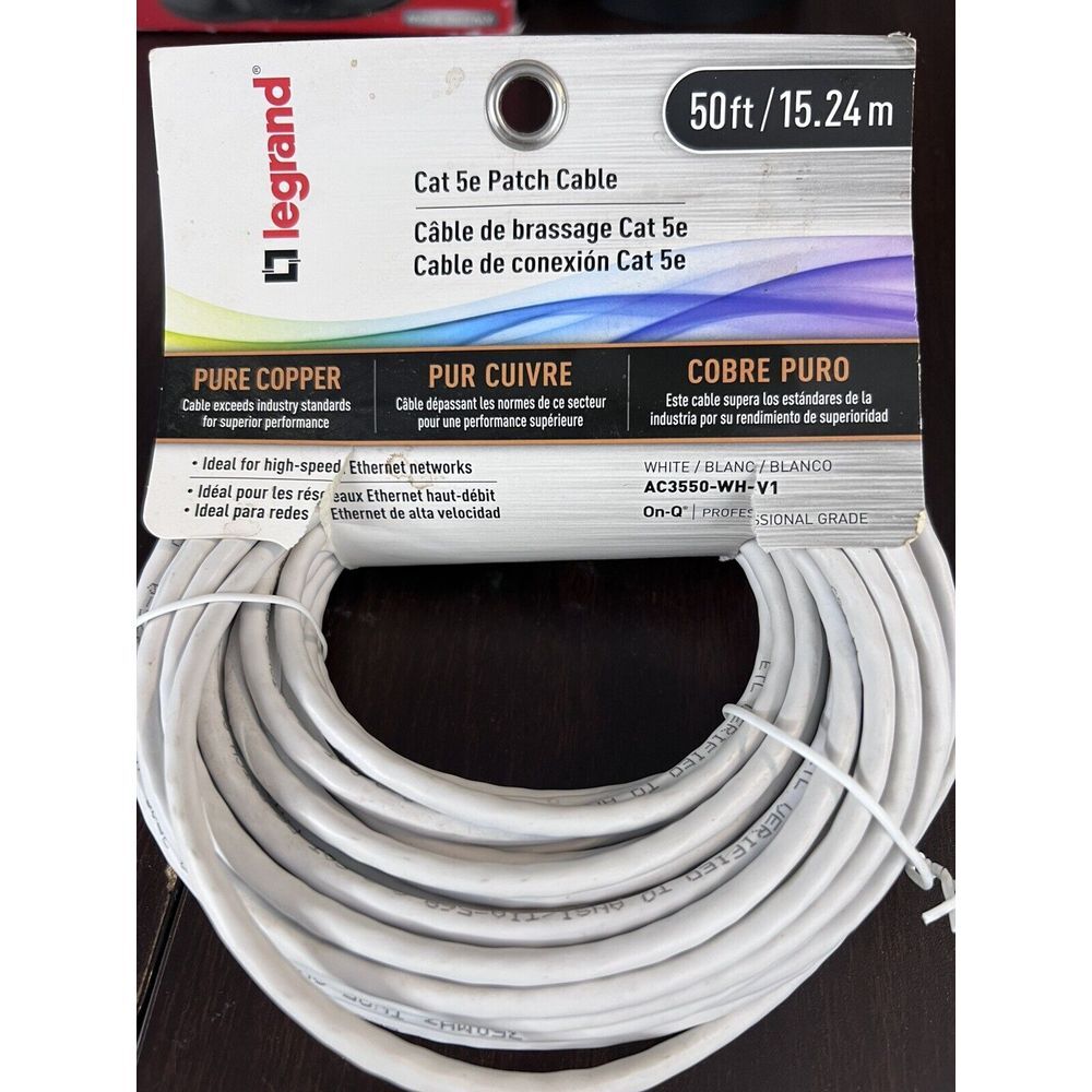 LEGRAND CAT 5e Patch Cable White AC3550-WH-V1 - 50 ft Professional Grade